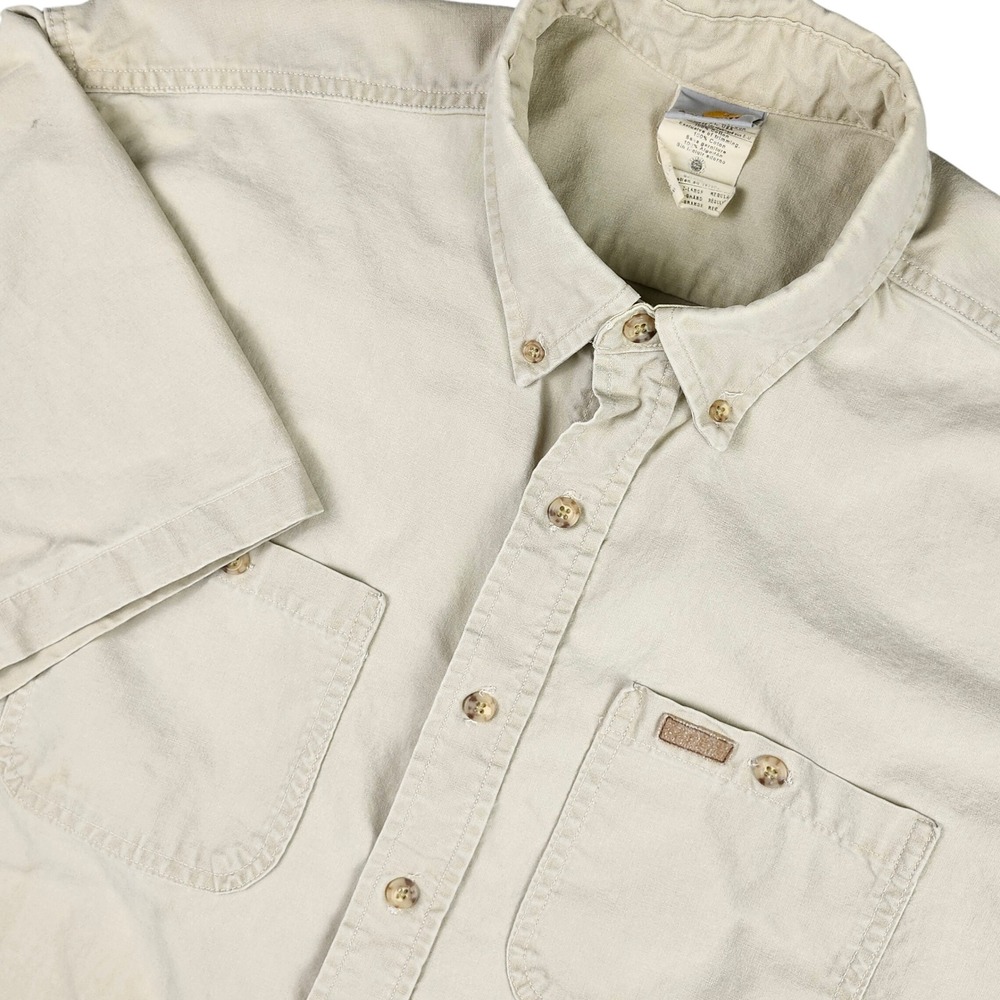 Vintage Carhartt Button-up Canvas Extra Large Short Sleeve Shirt 2 pocket XL USA